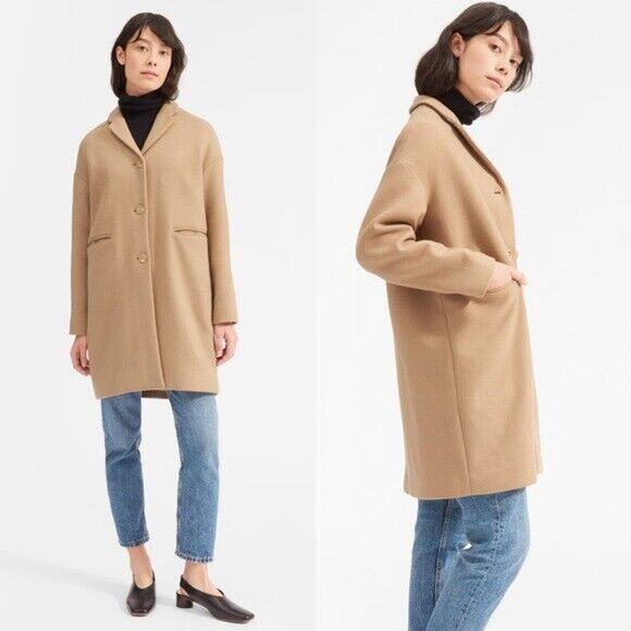 Everlane Cocoon Wool Blend Button Front Fully Lined Coat Jacket SZ 10 Camel NWT - Picture 1 of 7